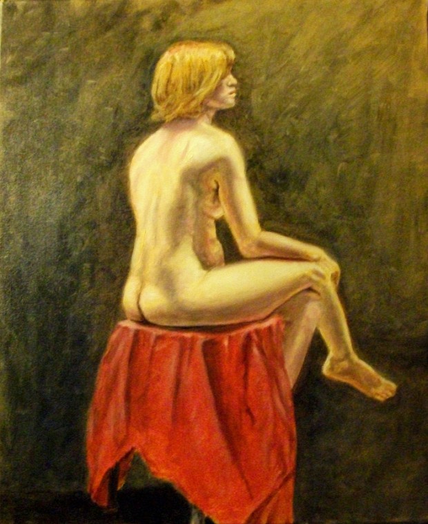 Studio painting in the manner of the Impressionists such as Renoir, Howard Bosler.