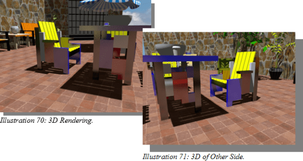 De Stijl Colored Chair with Matching Table