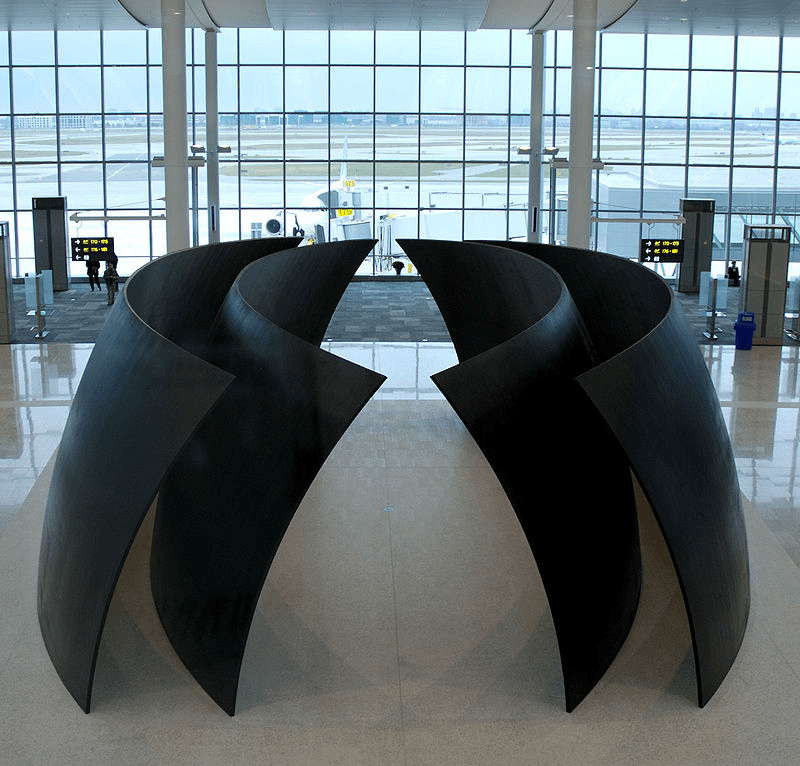 Tilted Spheres, Steel, Terminal 1 Pier F at Toronto's YYZ Airport, Richard Serra, 2006. Photo by Ken Mist of Brampton, Canada.