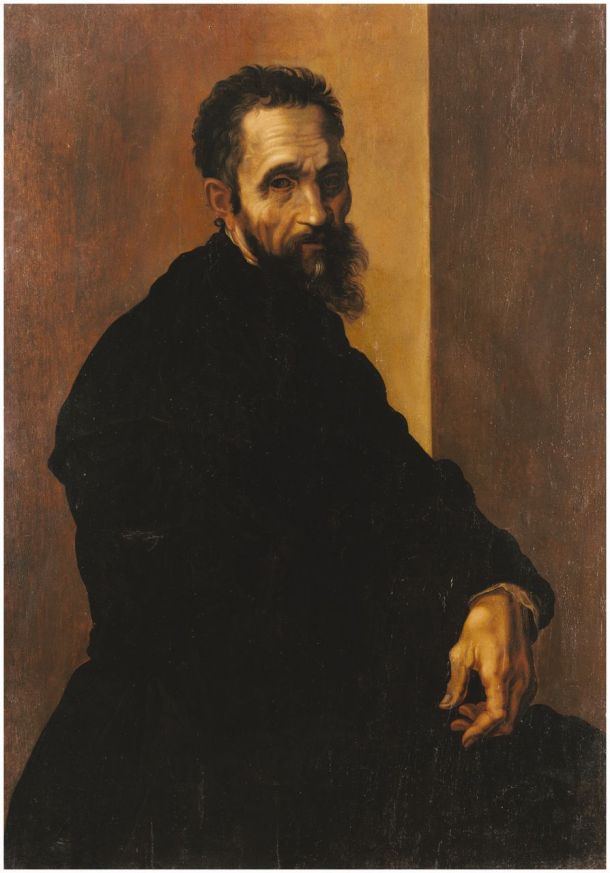 Portrait of Michelangelo Buonarroti, Oil on Wood Panel, Jacopino del Conte, 1535.