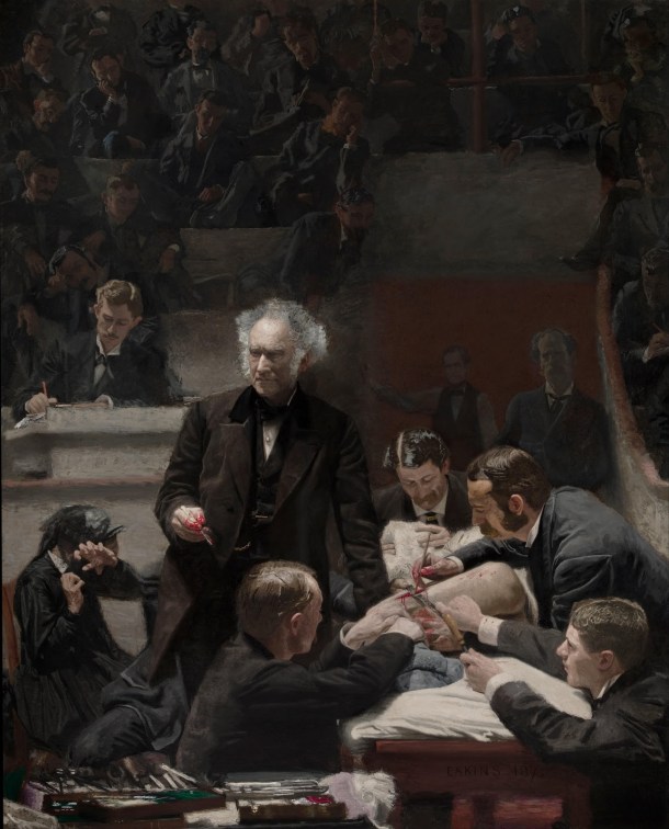 The Gross Clinic or The Clinic of Dr. Gross, Oil on Canvas, 7’ 10” x 6’ 7”, Philadelphia Museum of Art, Thomas Eakins.