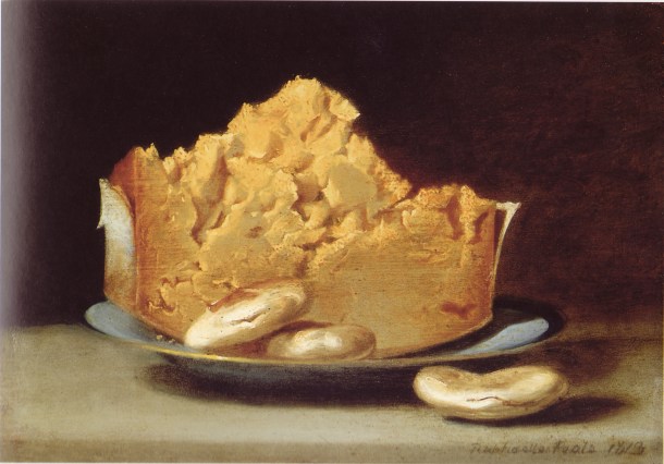 Cheese with Three Crackers. Oil on Canvas, Raphaelle Peale, 1813.