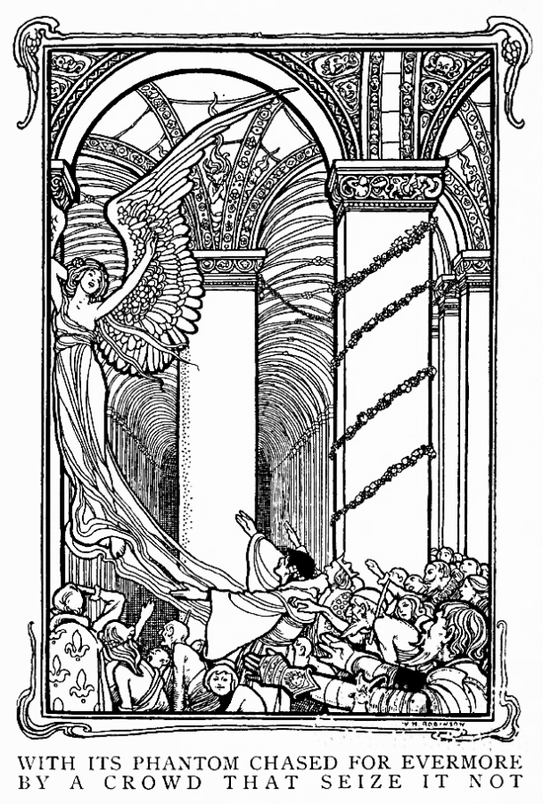 Illustration for The Conqueror Worm, Illustrated by W. Heath Robinson. 1900.