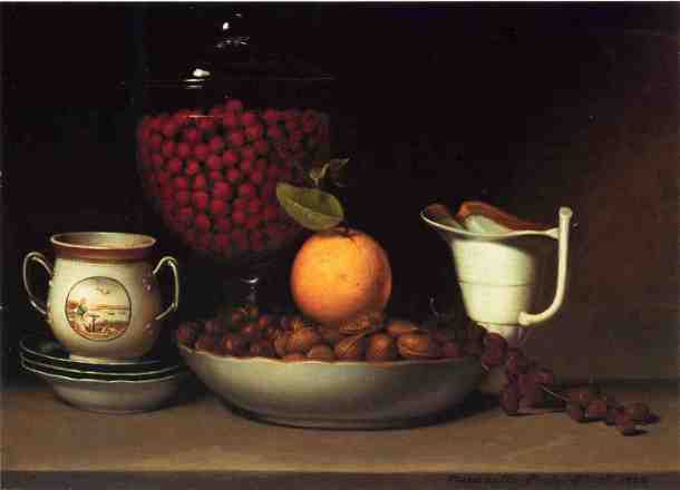 Strawberries, Nuts, and Citrus, Oil on Canvas, Raphaelle Peale, 1822.