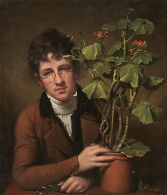 Rubens Peale with Geranium, Oil on Canvas, National Gallery of Art, Washington DC, Rembrandt Peale, 1801.